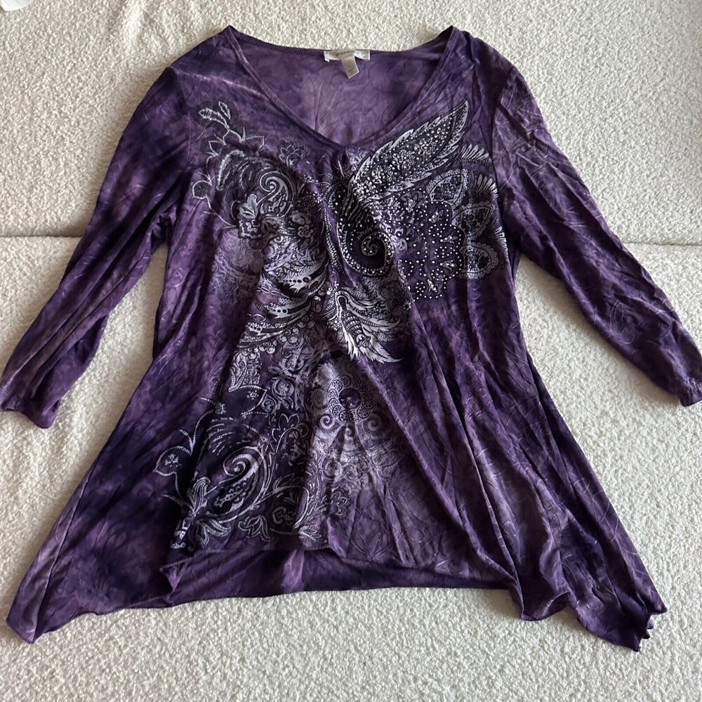 Dressbarn Women’s Long Sleeve Purple Shirt Size L – Comfortable & Stylish